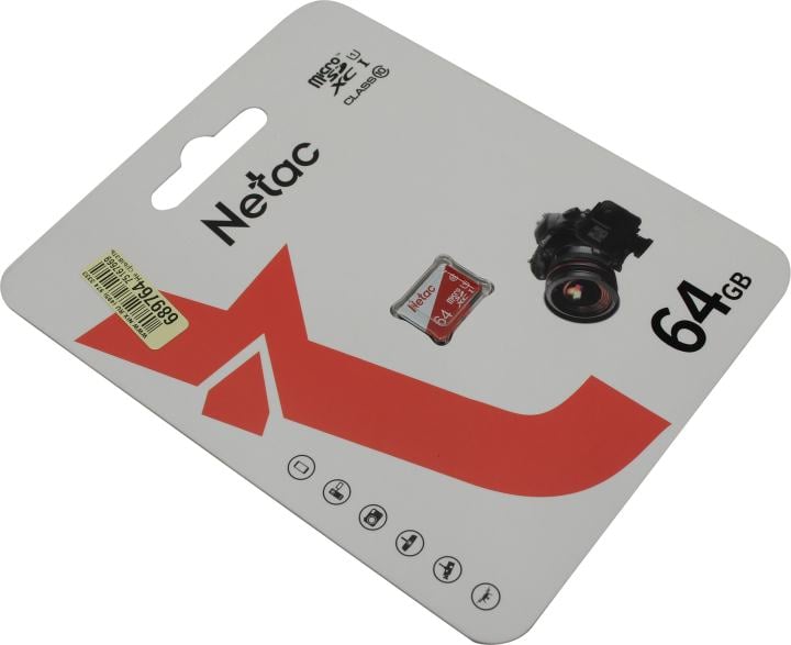 Netac <NT02P500ECO-064G-S> microSDXC Memory Card 64Gb UHS-I  U1  Class10