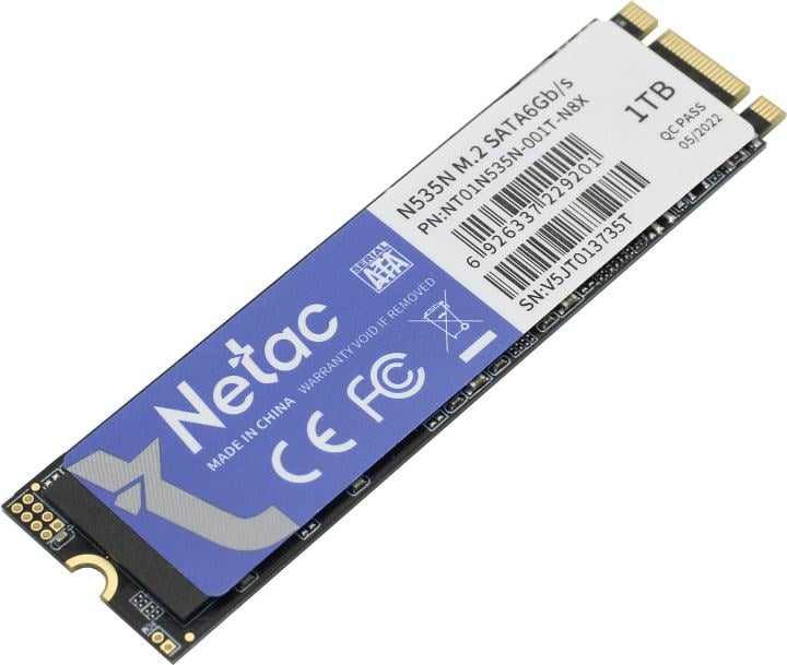 Твердотельный накопитель SSD M.2 1 Tb Netac N535N Read 540Mb/s Write 490Mb/s 3D NAND TLC NT01N535N-001T-N8X