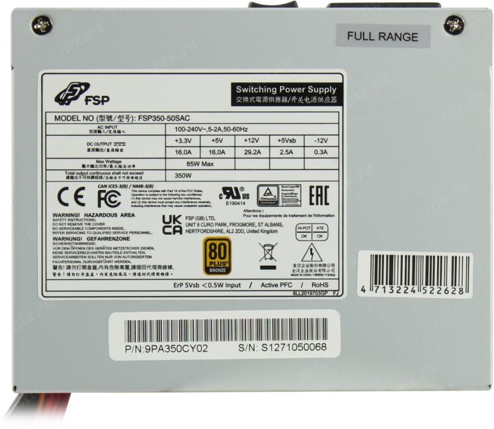 Блок питания FSP <FSP350-50SAC> 350W  SFX  (24+4пин)