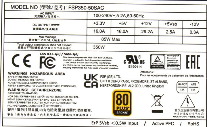 Блок питания FSP <FSP350-50SAC> 350W  SFX  (24+4пин)