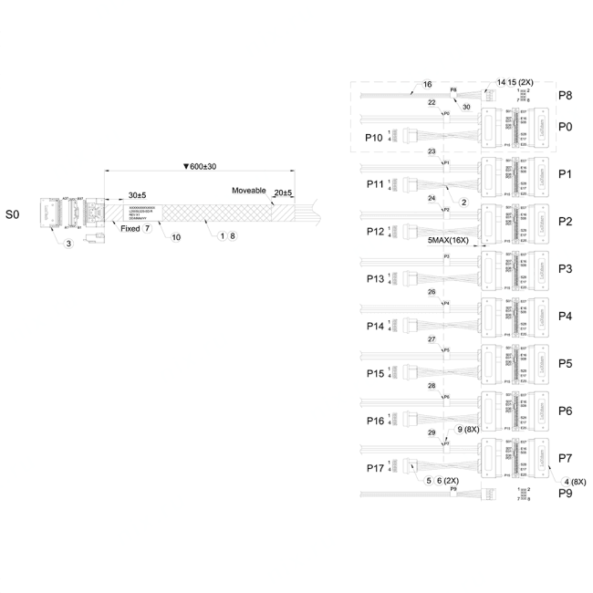 Кабель данных Luxshare, SFF-8654 (x8) -> U.3 (SFF-8639), 12 Гб/с, 1 м, L285SL029-SD-R