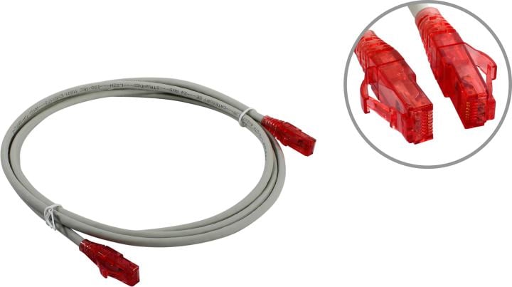 Патч-корд Hyperline PC-LPM-UTP-RJ45-RJ45-C5e-2M-LSZH-GY, Cat.5e, 2м, серый