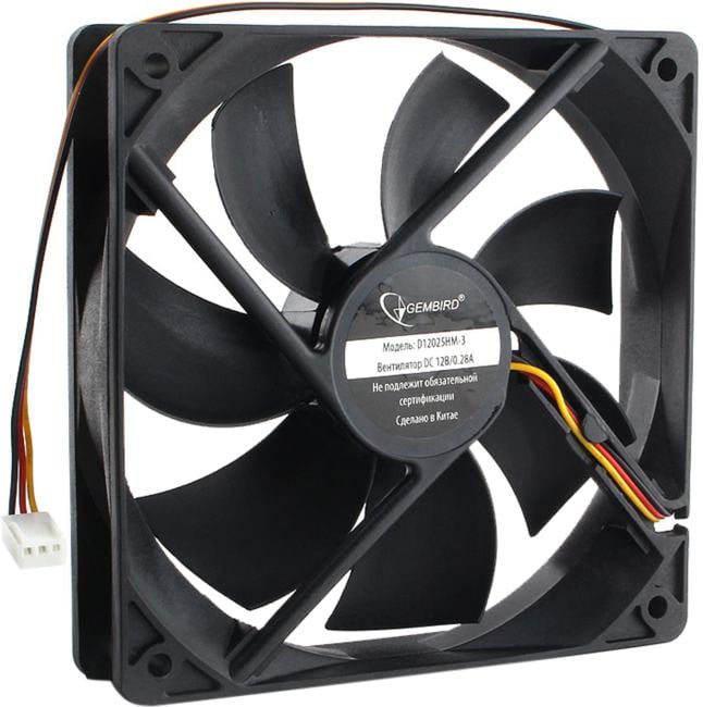 <081446> Вентилятор для корпуса 120mm Gembird D12025HM-3 (3pin, 120x120x25mm, 31дБ, 2000об/мин) [D12025HM-3]