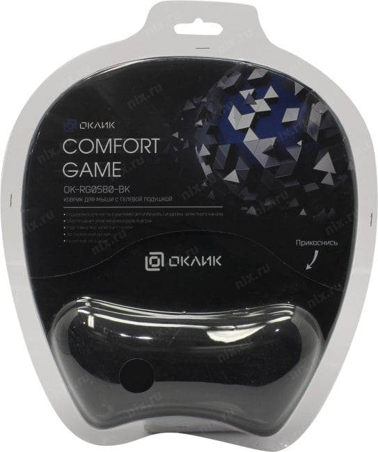 Oklick <OK-RG0580-BK> Коврик для мыши с гелевой подушкой под  запястье  <1088644>