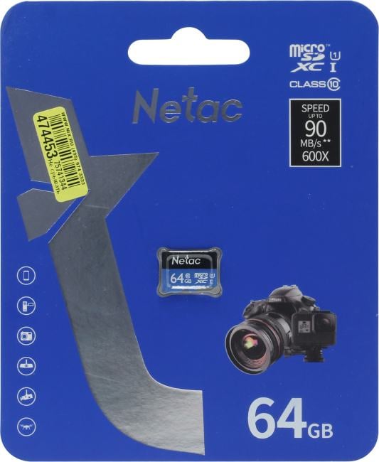 Netac <NT02P500STN-064G-S> microSDXC Memory Card  64Gb UHS-I U1