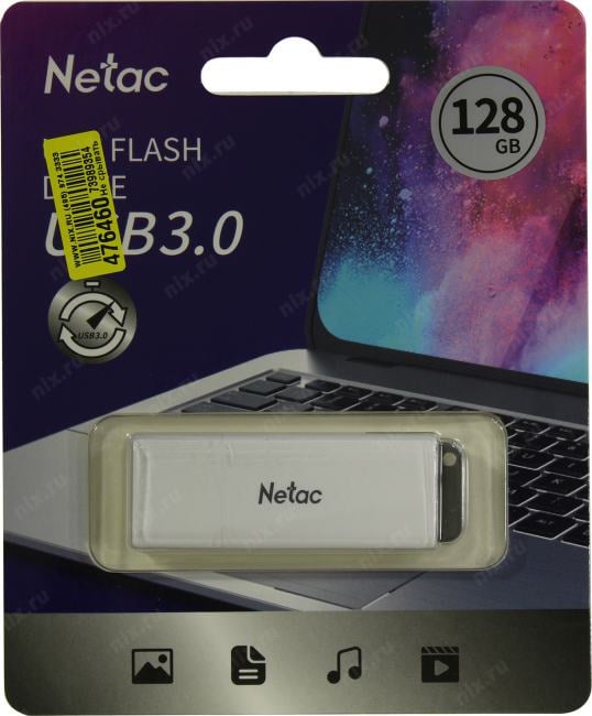 Netac <NT03U185N-128G-30WH> USB3.0 Flash Drive  128Gb  (RTL)
