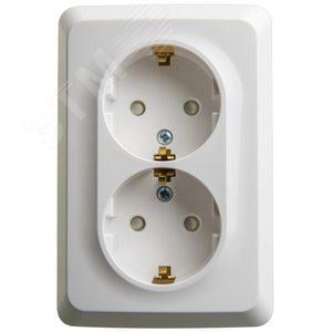 Розетка Systeme Electric PA16-108B 2-ая угловая с/з со шторками  16А 250B белый