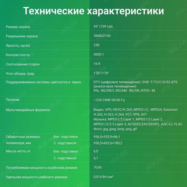 43" LED ЖК телевизор DIGMA DM-LED43UBB41 (3840x2160, HDMI, LAN,WiFi,  USB, DVB-T2, SmartTV)