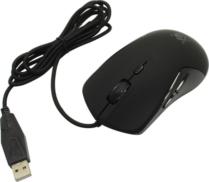 Мышь игровая Defender Arga GM-049 черный +ковер 1200-3600 dpi / подсветка / кабель 1,5м