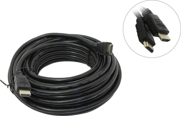 Кабель HDMI Cablexpert CC-HDMI4-10M, 10м, v2.0, 19M/19M, черный, позол.разъемы, экран, пакет (065856)