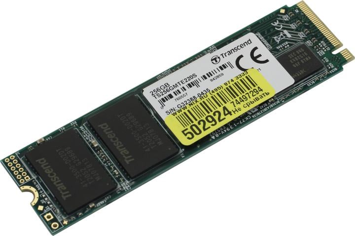Накопитель SSD Transcend MTE220S SSD 256GB, 3D TLC, M.2 (2280), PCIe Gen 3.0 x4, NVMe, R3300/W1100, TBW 550