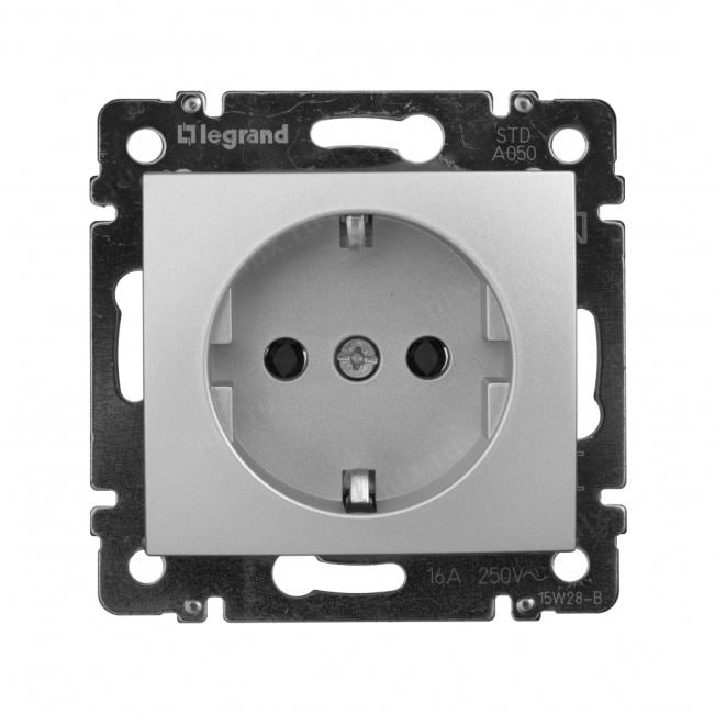 Розетка Legrand 770120, 1-местная, с заземлением, 16А, алюминий