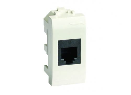 DKC / ДКС 76458B Компьютерная розетка RJ-45 кат.6, неэкранированная (8P8C, Hyperline, Dual IDC),белый RAL 9010, 1М,"BRAVA"