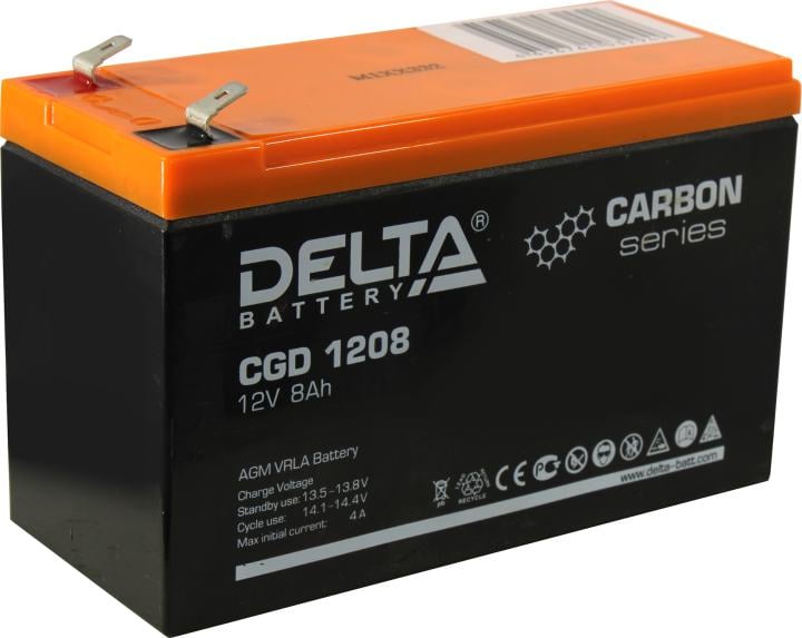 Аккумуляторная батарея Delta CGD 1208 12В/8Ач, клемма F2 (151х65х94мм (102мм); 2,75кг; Срок службы 15лет; Гарантия 3г)