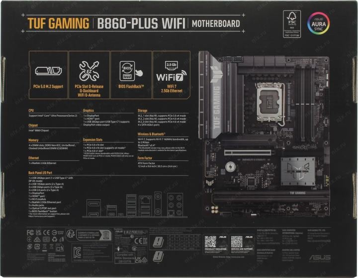 ASUS TUF GAMING B860-PLUS WIFI (RTL) LGA1851 <B860> 2xPCI-E HDMI+DP 2.5GbLAN+WiFi+BT SATA  ATX  4DDR5