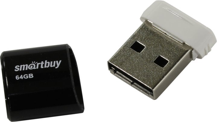 Флешка USB Smartbuy LARA Black (SB64GbLARA-K), 64Gb, USB 2.0, R/W 15/5, черный/белый