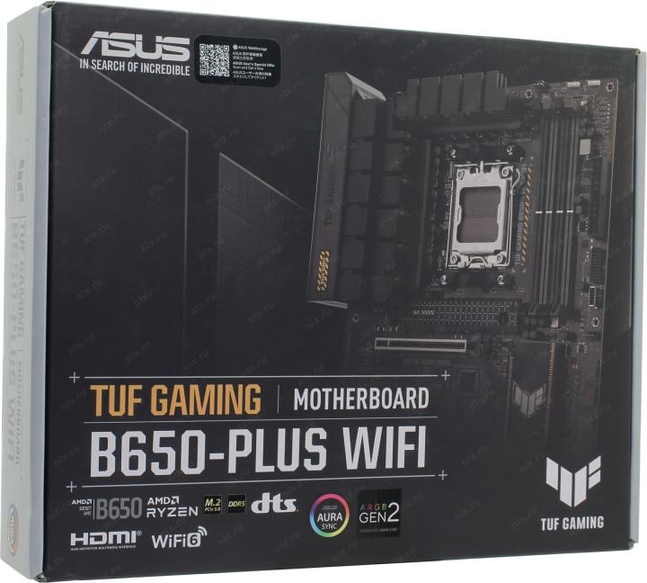 ASUS TUF GAMING B650-PLUS WIFI (RTL) AM5 <B650> 2xPCI-E HDMI+DP 2.5GbLAN+WiFi+BT  SATA ATX 4DDR5