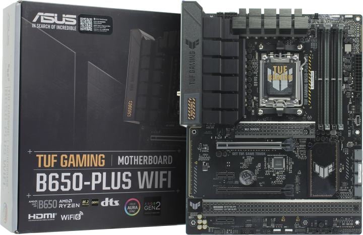 ASUS TUF GAMING B650-PLUS WIFI (RTL) AM5 <B650> 2xPCI-E HDMI+DP 2.5GbLAN+WiFi+BT  SATA ATX 4DDR5