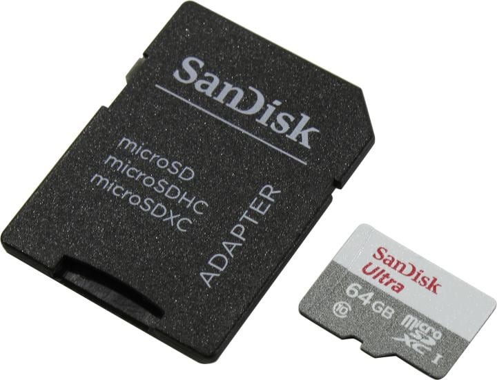 Карта памяти SanDisk SDSQUNR-064G-GN3MA, microSDXC, 64GB, UHS-I Class 1, Class 10