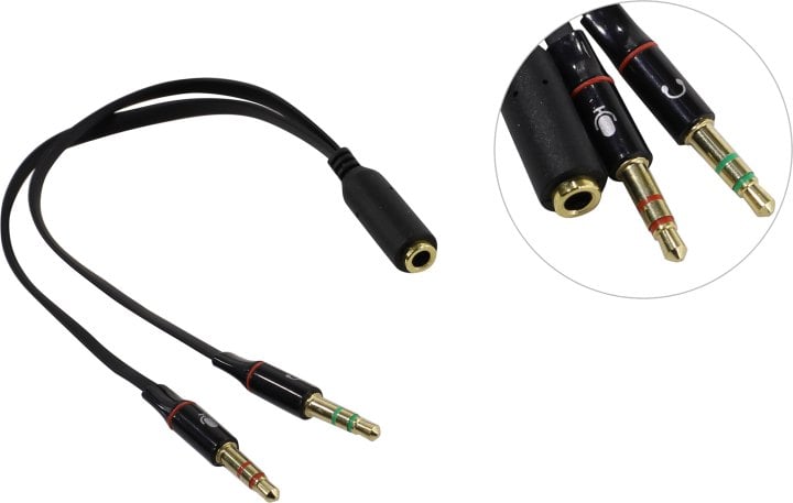 Кабель-переходник 2xJack3.5-M  --> 4-pin Jack3.5-F