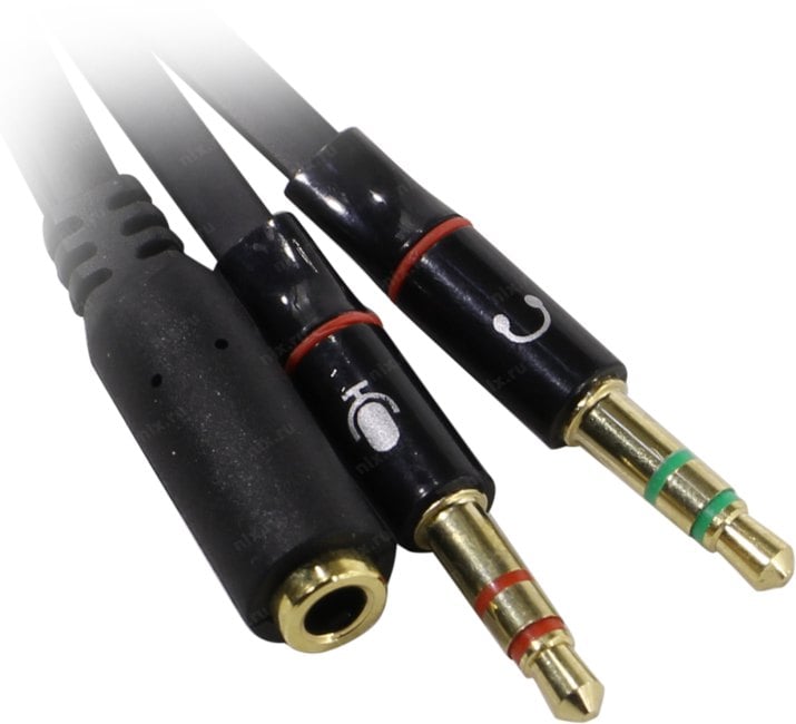 Кабель-переходник 2xJack3.5-M  --> 4-pin Jack3.5-F