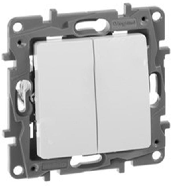 Legrand 672212 Выключатель/переключатель двухклавишный - Etika Plus - 10 A - 250 В~ - белый