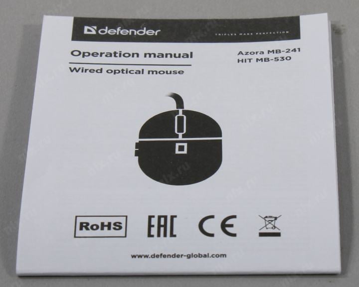 Defender Optical Mouse Azora <MB-241>  (RTL)  USB  3btn+Roll <52242>