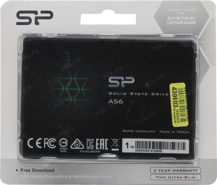 SSD 1 Tb SATA 6Gb/s Silicon Power A56 <SP001TBSS3A56A25>  2.5" 3D TLC
