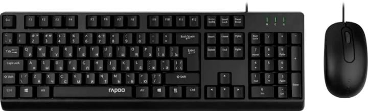 RAPOO <NX1500  Black>  (Кл-ра,USB+Мышь  3кн,Optical,Roll,USB) <13005>