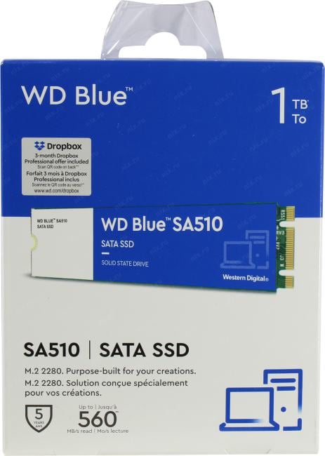 SSD 1 Tb M.2 2280 B&M 6Gb/s WD  Blue SA510 <WDS100T3B0B>