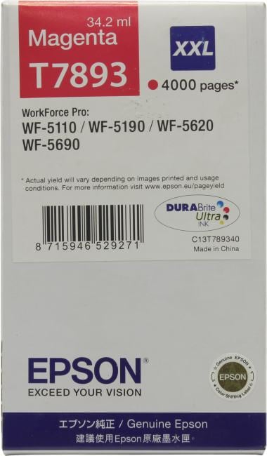 Картридж струйный Epson T7893 (C13T789340) пурпурный (4000 стр. экстраповышенной емкости) для WF-5110DW/5620DWF
