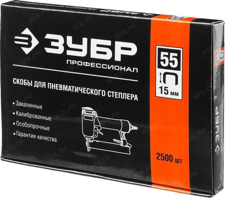 Скобы ЗУБР тип 55, 15 мм, особотвердые, "ПРОФЕССИОНАЛ" 31855-15, 2500 шт 31855-15