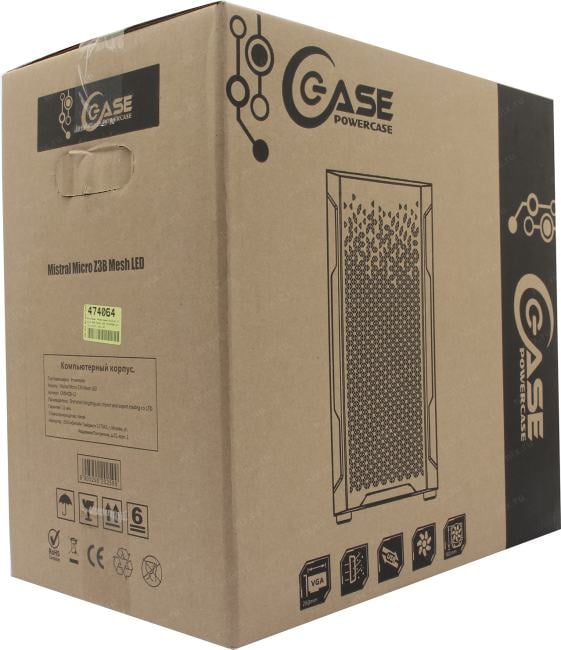 Minitower Powercase Mistral Micro Z3B Mesh LED <CMIMZB-L3> MicroATX,  без  БП