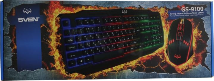 SVEN GS-9100 Black  (Кл-ра,104КЛ USB+Мышь 4кн,Roll,USB)