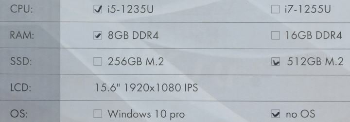 HIPER OFFICE  HLP  <H1574O582DM>  i5 1235U/8/256SSD/WiFi/BT/noOS/15.6"