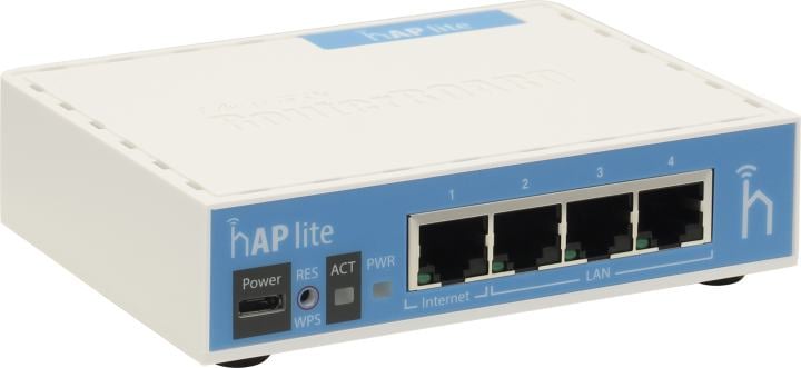 MikroTik <RB941-2nD> RouterBOARD hAP Lite (3UTP 100Mbps,  1WAN, 802.11b/g/n, 1.5dBi)