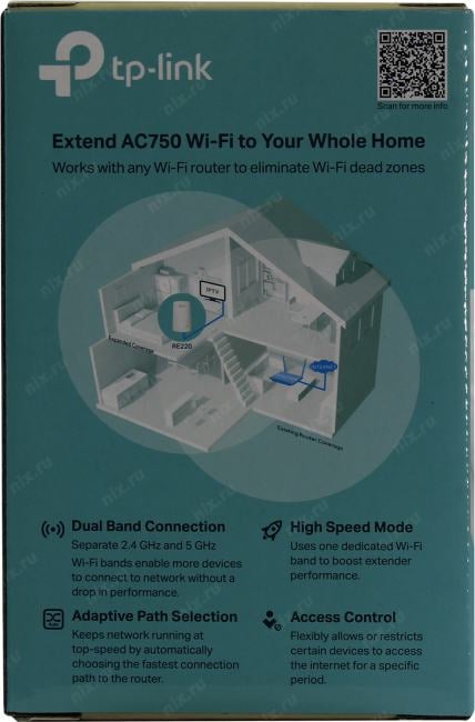 TP-LINK <RE220> Mesh WiFi Range Extender (1UTP  100Mbps, 802.11b/g/n/ac, 433Mbps)