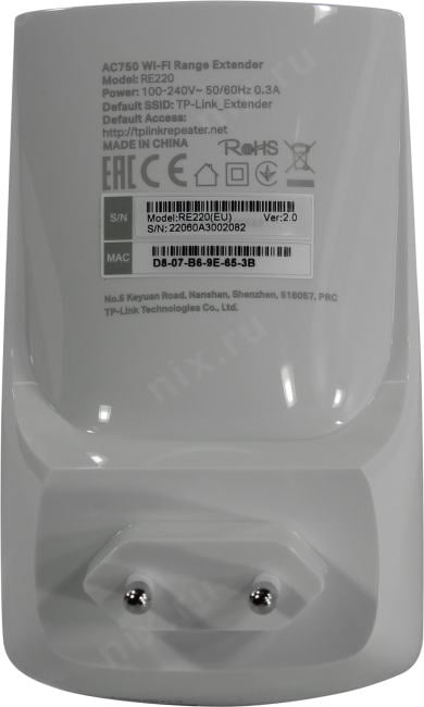 TP-LINK <RE220> Mesh WiFi Range Extender (1UTP  100Mbps, 802.11b/g/n/ac, 433Mbps)