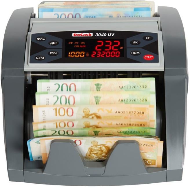 Счетчик банкнот DoCash 3040 UV, ЖК-дисплей, УФ-детекция