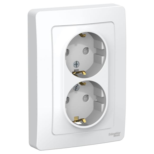 Schneider Electric BLNRS001121 BLANCA С/У РОЗЕТКА двойная с заземлением со шторками,  16А, 250В, БЕЛЫЙ