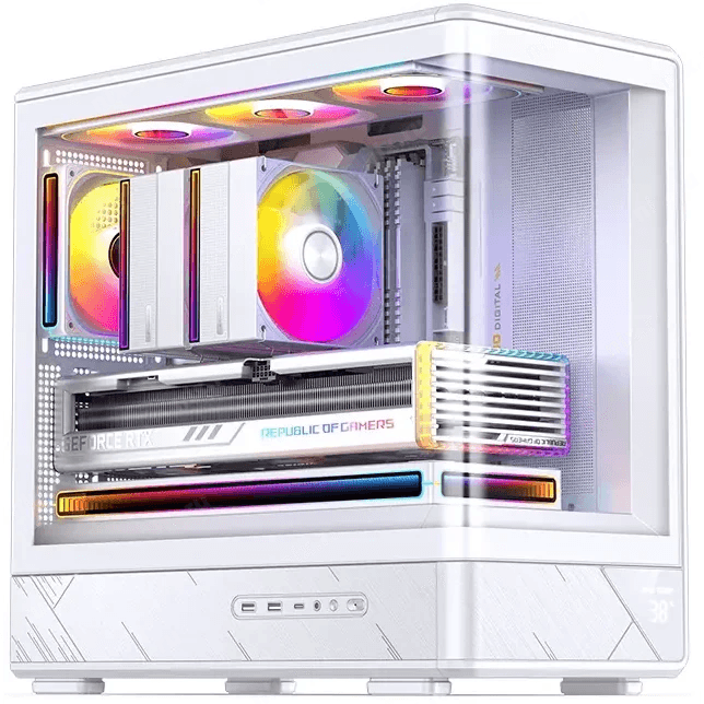 D200 White Корпус JONSBO без БП, боковая панель из закаленного стекла (панорама), mini-ITX,  micro-ATX,  белый