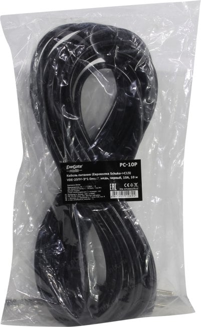 ExeGate PC-10P <EP280657RUS> Кабель компьютер - розетка 220V 10м  Европейский  стандарт
