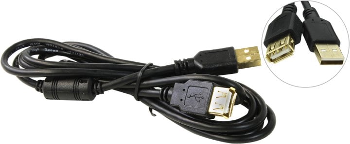 Кабель-удлинитель USB 2.0 5bites UC5011-018A, Am→Af, 1.8м, черный