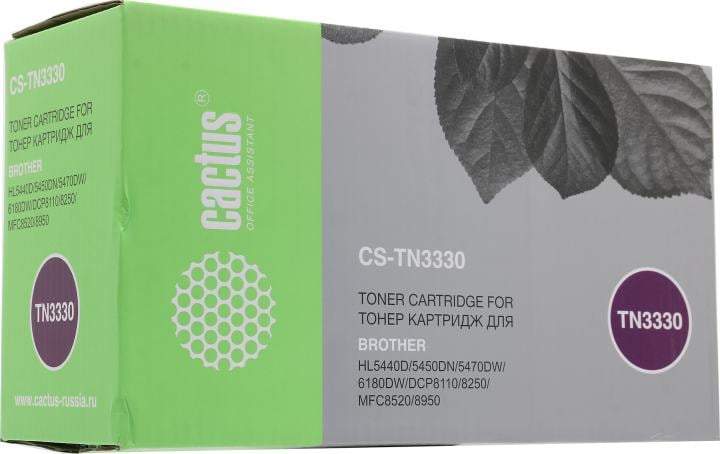 Картридж лазерный Cactus CS-TN3330, TN-3330 для Brother DCP-8110DN, DCP-8250DN, HL-5440D, HL-5450DN, HL-5470DW, HL-6180DW, MFC-8520DN, MFC-8950DW, черный, 3000 стр.