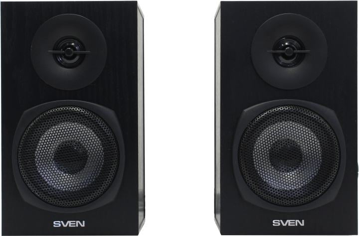 SVEN SPS-575, акустическая система 2.0, черный, питание через USB-порт ПК, ноутбука или адаптер 5V DC.