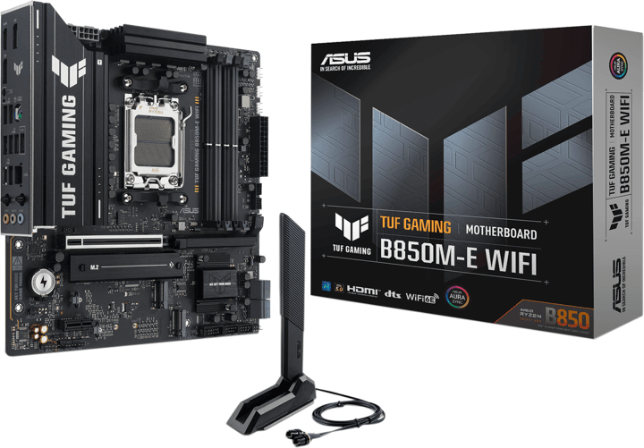 ASUS TUF GAMING B850M-E WIFI (RTL) AM5 <B850> PCI-E HDMI+DP  2.5GbLAN+WiFi+BT  SATA  MicroATX 4DDR5