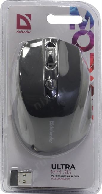 Defender Ultra Wireless Optical Mouse <MM-315> (RTL) USB  6btn+Roll  <52315>