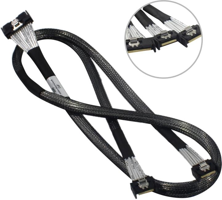 Кабель JPC P732VGB10800-1 Cable MCIO x8 74P (STRAIGHT TYPE)  -TO-  2*MCIO x4 38P (STRAIGHT TYPE) , L:80cm