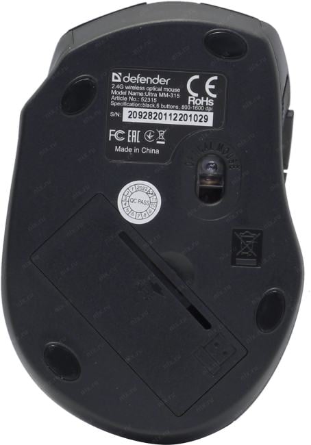 Defender Ultra Wireless Optical Mouse <MM-315> (RTL) USB  6btn+Roll  <52315>