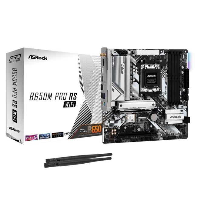 ASRock B650M PRO RS WIFI (RTL) AM5 <B650> 2xPCI-E HDMI+DP 2.5GbLAN+WiFi+BT  SATA MicroATX 4DDR5